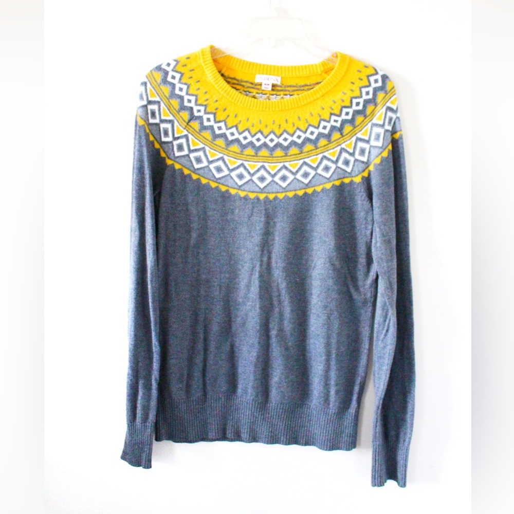 Merona Women’s Yellow/Grey Crew Neck Sweater